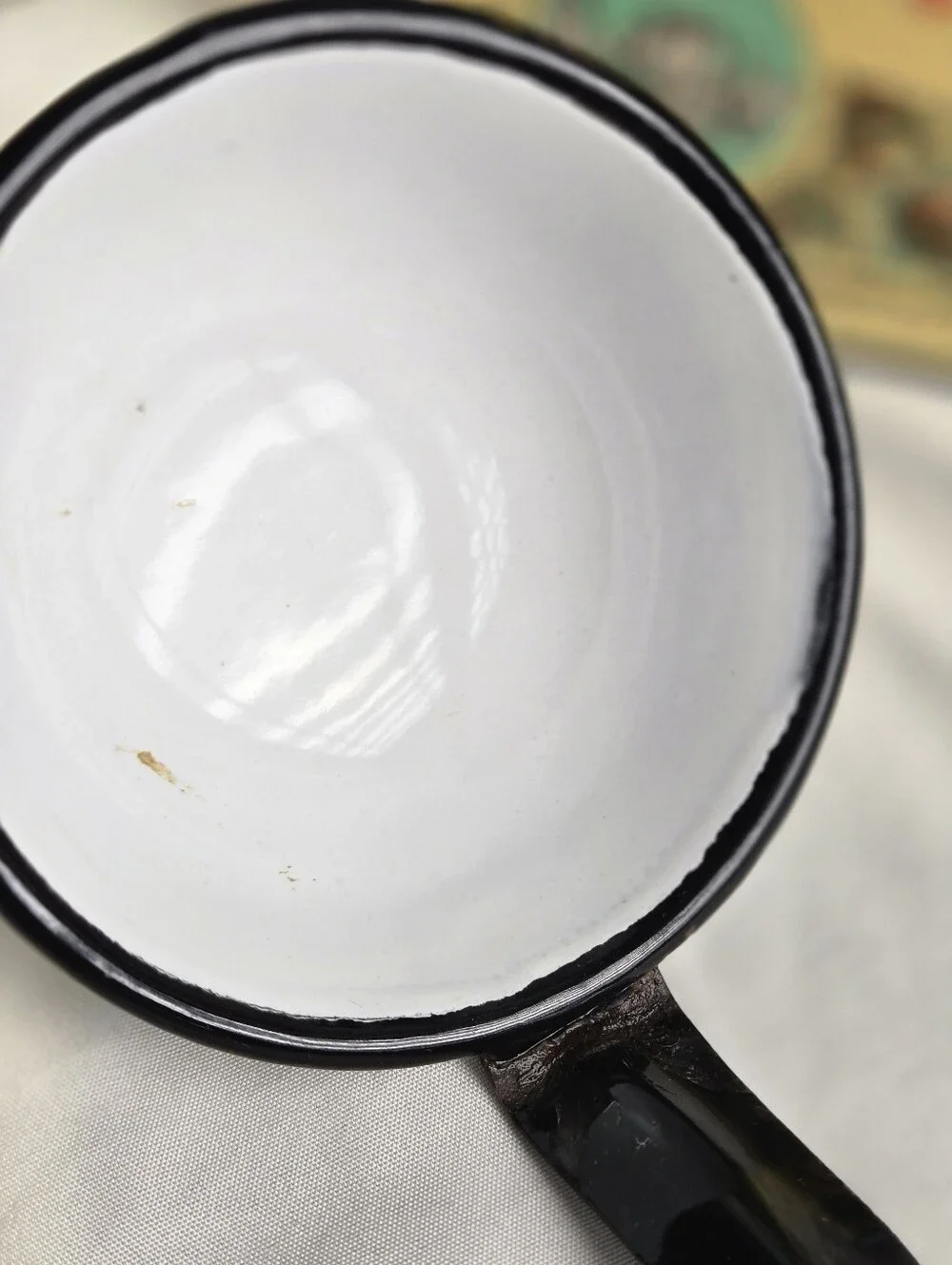Black and White Enamel Ladle / Vintage Kitchen